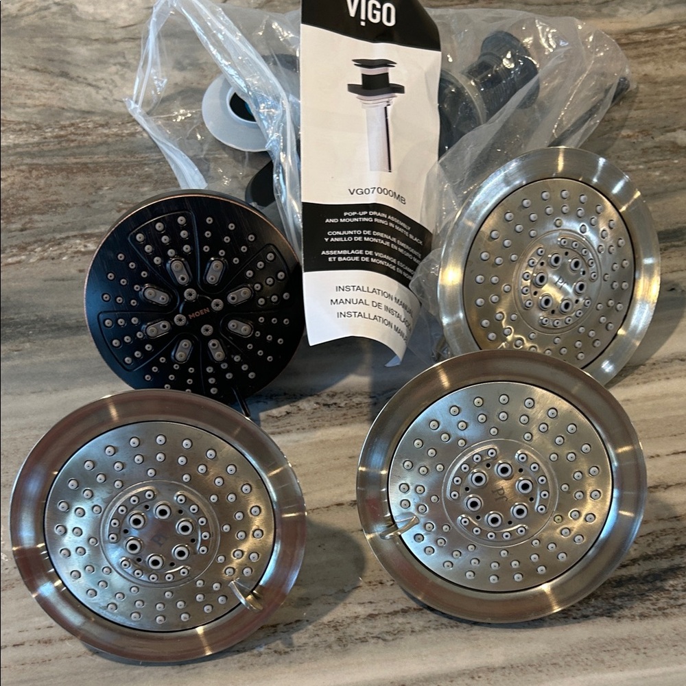 Plumber special: ALL NEW Moen Pf shower heads & tub drain assembly sink